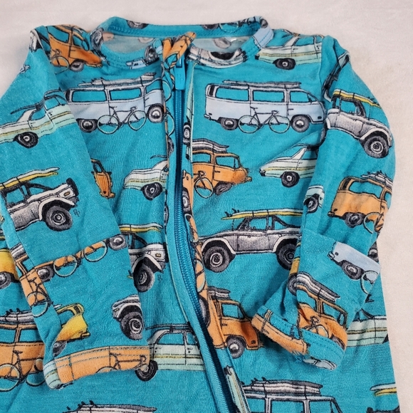 Posh Peanut Cars Bus Footed Sleeper Pajamas Footie Bamboo Newborn - Picture 8 of 12